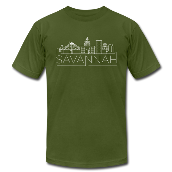 Savannah, Georgia T-Shirt - Skyline Unisex Savannah T Shirt - olive