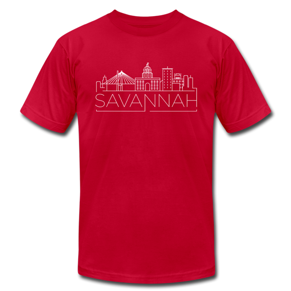 Savannah, Georgia T-Shirt - Skyline Unisex Savannah T Shirt - red