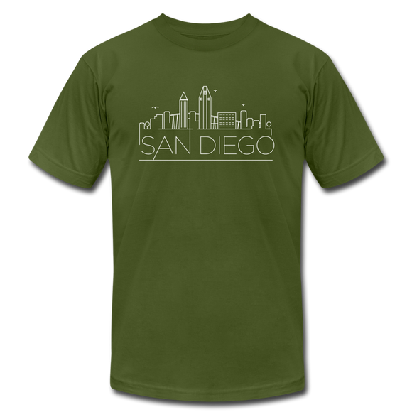 San Diego, California T-Shirt - Skyline Unisex San Diego T Shirt - olive