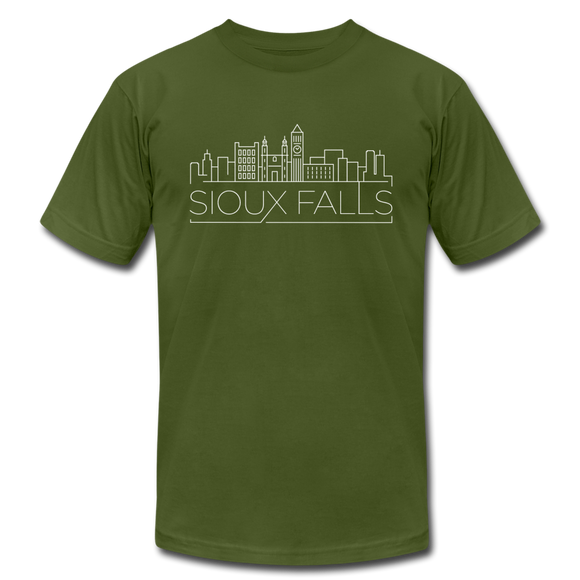 Sioux Falls, South Dakota T-Shirt - Skyline Unisex Sioux Falls T Shirt - olive