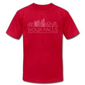 Sioux Falls, South Dakota T-Shirt - Skyline Unisex Sioux Falls T Shirt - red