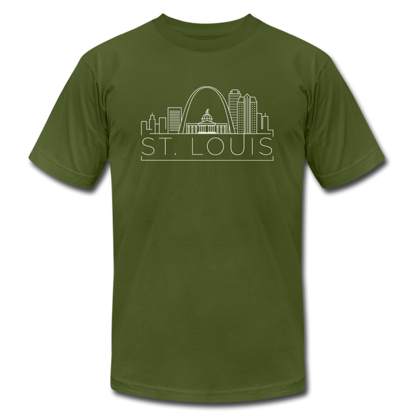 St. Louis, Missouri T-Shirt - Skyline Unisex St. Louis T Shirt - olive