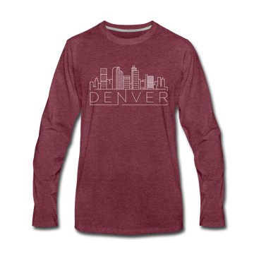 Denver, Colorado Long Sleeve T-Shirt - Skylines Unisex Denver Long Sleeve Shirt - heather burgundy