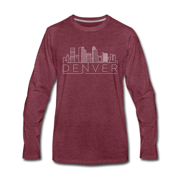 Denver, Colorado Long Sleeve T-Shirt - Skylines Unisex Denver Long Sleeve Shirt - heather burgundy