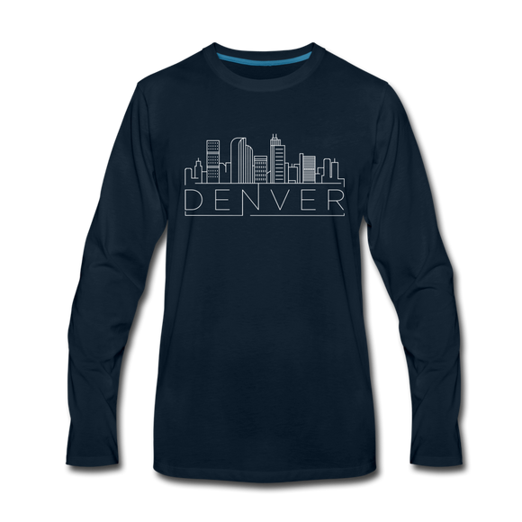 Denver, Colorado Long Sleeve T-Shirt - Skylines Unisex Denver Long Sleeve Shirt - deep navy