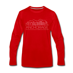 Anchorage, Alaska Long Sleeve T-Shirt - Skylines Unisex Anchorage Long Sleeve Shirt - red