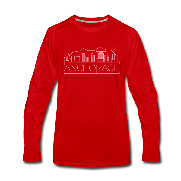 Anchorage, Alaska Long Sleeve T-Shirt - Skylines Unisex Anchorage Long Sleeve Shirt - red