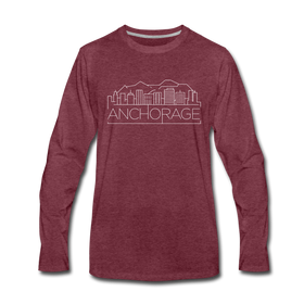 Anchorage, Alaska Long Sleeve T-Shirt - Skylines Unisex Anchorage Long Sleeve Shirt - heather burgundy
