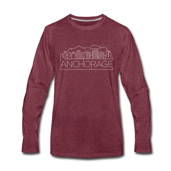Anchorage, Alaska Long Sleeve T-Shirt - Skylines Unisex Anchorage Long Sleeve Shirt - heather burgundy