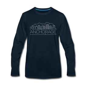 Anchorage, Alaska Long Sleeve T-Shirt - Skylines Unisex Anchorage Long Sleeve Shirt - deep navy