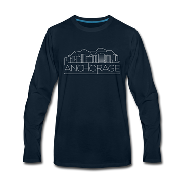 Anchorage, Alaska Long Sleeve T-Shirt - Skylines Unisex Anchorage Long Sleeve Shirt - deep navy