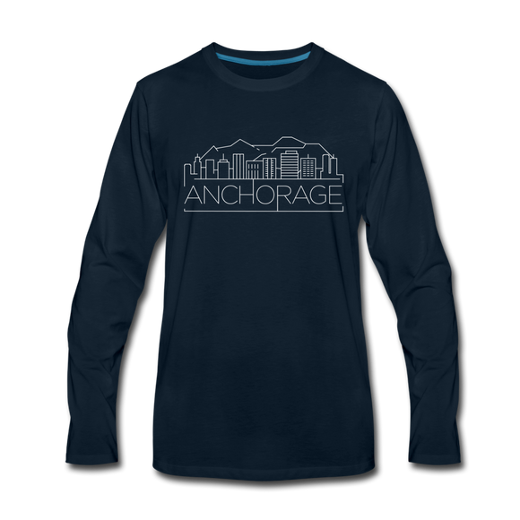 Anchorage, Alaska Long Sleeve T-Shirt - Skylines Unisex Anchorage Long Sleeve Shirt - deep navy