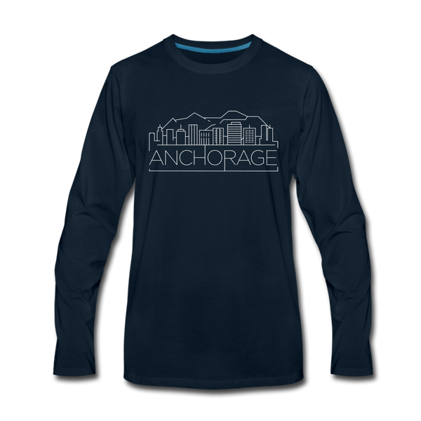 Anchorage, Alaska Long Sleeve T-Shirt - Skylines Unisex Anchorage Long Sleeve Shirt - deep navy