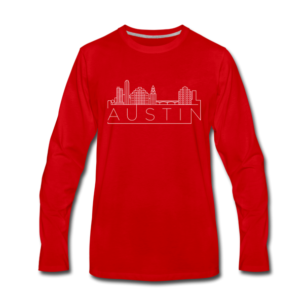 Austin, Texas Long Sleeve T-Shirt - Skylines Unisex Austin Long Sleeve Shirt - red