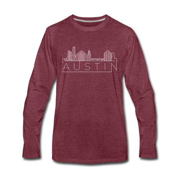 Austin, Texas Long Sleeve T-Shirt - Skylines Unisex Austin Long Sleeve Shirt - heather burgundy