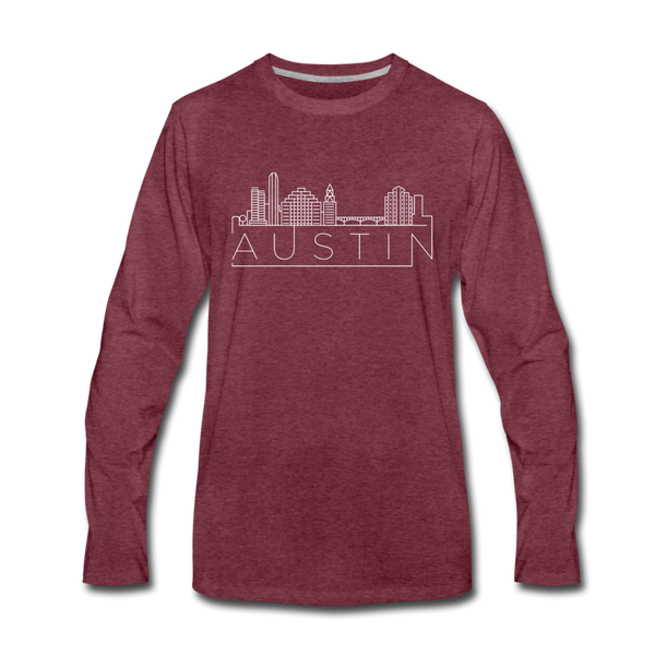 Austin, Texas Long Sleeve T-Shirt - Skylines Unisex Austin Long Sleeve Shirt - heather burgundy