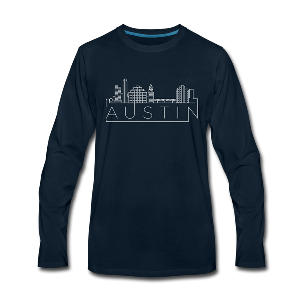 Austin, Texas Long Sleeve T-Shirt - Skylines Unisex Austin Long Sleeve Shirt - deep navy