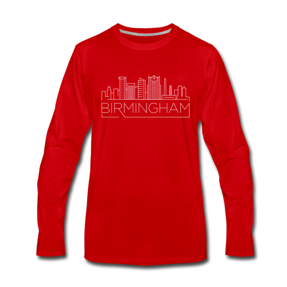 Birmingham, Alabama Long Sleeve T-Shirt - Skylines Unisex Birmingham Long Sleeve Shirt - red