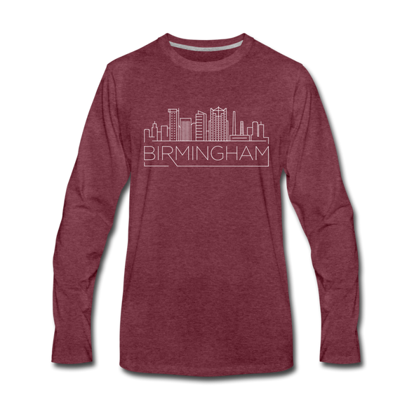 Birmingham, Alabama Long Sleeve T-Shirt - Skylines Unisex Birmingham Long Sleeve Shirt - heather burgundy