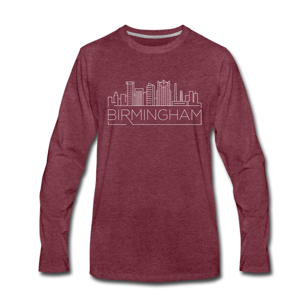 Birmingham, Alabama Long Sleeve T-Shirt - Skylines Unisex Birmingham Long Sleeve Shirt - heather burgundy