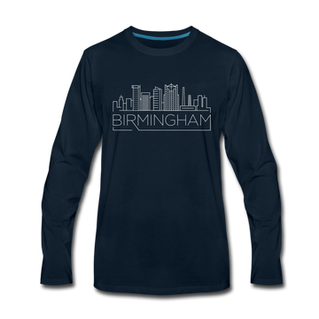 Birmingham, Alabama Long Sleeve T-Shirt - Skylines Unisex Birmingham Long Sleeve Shirt - deep navy