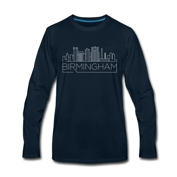 Birmingham, Alabama Long Sleeve T-Shirt - Skylines Unisex Birmingham Long Sleeve Shirt - deep navy