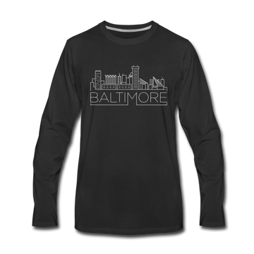 Baltimore, Maryland Long Sleeve T-Shirt - Skylines Unisex Baltimore Long Sleeve Shirt - black