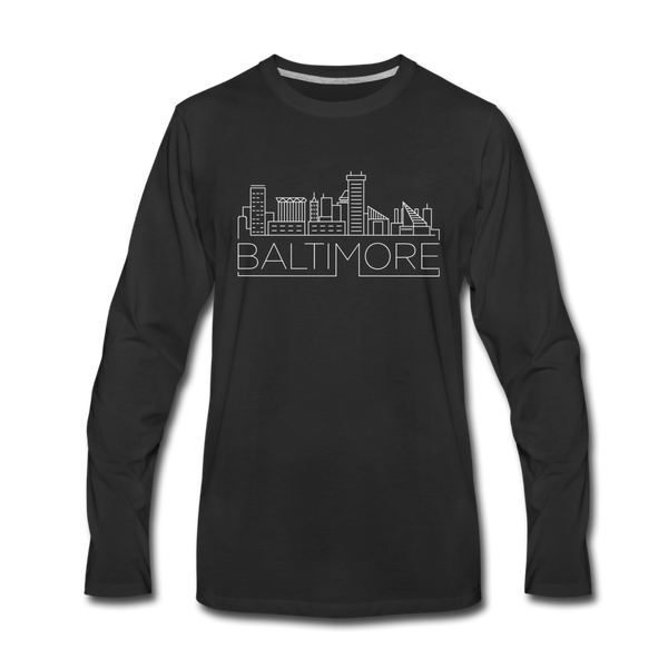 Baltimore, Maryland Long Sleeve T-Shirt - Skylines Unisex Baltimore Long Sleeve Shirt - black