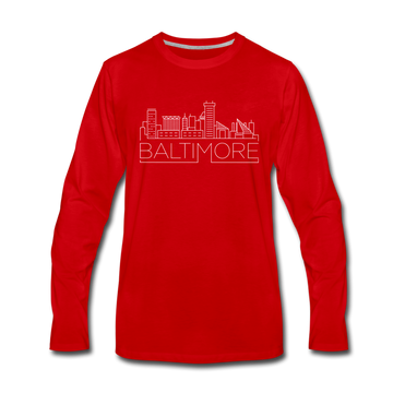 Baltimore, Maryland Long Sleeve T-Shirt - Skylines Unisex Baltimore Long Sleeve Shirt - red