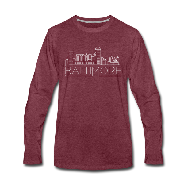 Baltimore, Maryland Long Sleeve T-Shirt - Skylines Unisex Baltimore Long Sleeve Shirt - heather burgundy