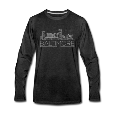 Baltimore, Maryland Long Sleeve T-Shirt - Skylines Unisex Baltimore Long Sleeve Shirt - charcoal gray