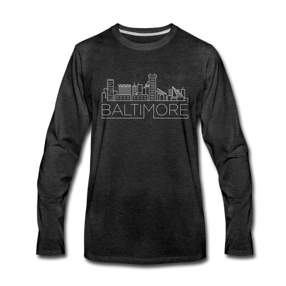 Baltimore, Maryland Long Sleeve T-Shirt - Skylines Unisex Baltimore Long Sleeve Shirt - charcoal gray