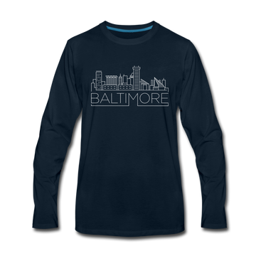 Baltimore, Maryland Long Sleeve T-Shirt - Skylines Unisex Baltimore Long Sleeve Shirt - deep navy
