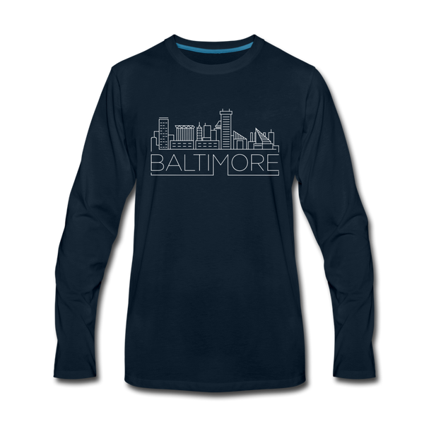 Baltimore, Maryland Long Sleeve T-Shirt - Skylines Unisex Baltimore Long Sleeve Shirt - deep navy
