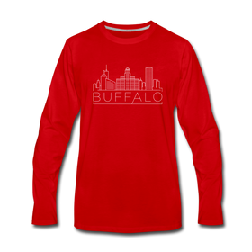 Buffalo, New York Long Sleeve T-Shirt - Skylines Unisex Buffalo Long Sleeve Shirt - red