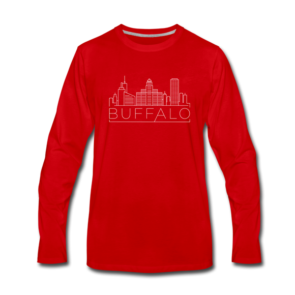 Buffalo, New York Long Sleeve T-Shirt - Skylines Unisex Buffalo Long Sleeve Shirt - red