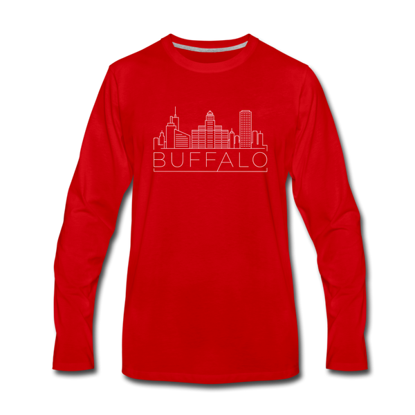 Buffalo, New York Long Sleeve T-Shirt - Skylines Unisex Buffalo Long Sleeve Shirt - red