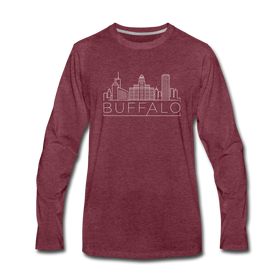 Buffalo, New York Long Sleeve T-Shirt - Skylines Unisex Buffalo Long Sleeve Shirt - heather burgundy