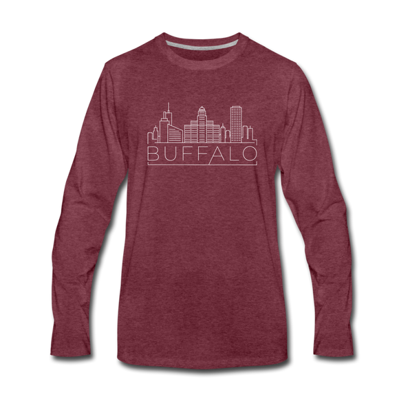 Buffalo, New York Long Sleeve T-Shirt - Skylines Unisex Buffalo Long Sleeve Shirt - heather burgundy