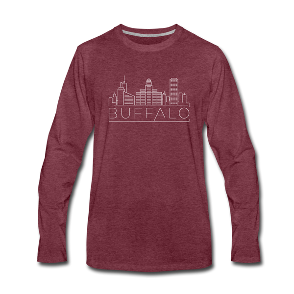 Buffalo, New York Long Sleeve T-Shirt - Skylines Unisex Buffalo Long Sleeve Shirt - heather burgundy