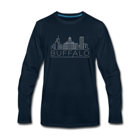 Buffalo, New York Long Sleeve T-Shirt - Skylines Unisex Buffalo Long Sleeve Shirt - deep navy