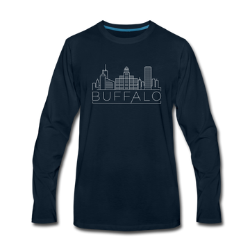 Buffalo, New York Long Sleeve T-Shirt - Skylines Unisex Buffalo Long Sleeve Shirt - deep navy