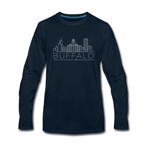 Buffalo, New York Long Sleeve T-Shirt - Skylines Unisex Buffalo Long Sleeve Shirt - deep navy