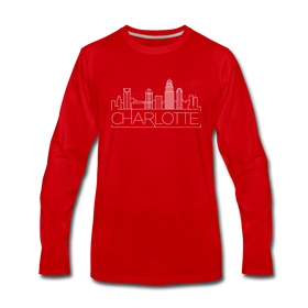 Charlotte, North Carolina Long Sleeve T-Shirt - Skylines Unisex Charlotte Long Sleeve Shirt - red