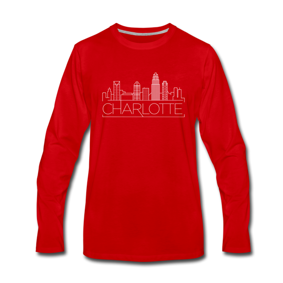 Charlotte, North Carolina Long Sleeve T-Shirt - Skylines Unisex Charlotte Long Sleeve Shirt - red