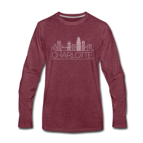 Charlotte, North Carolina Long Sleeve T-Shirt - Skylines Unisex Charlotte Long Sleeve Shirt - heather burgundy