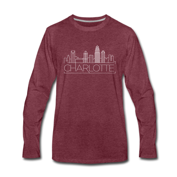 Charlotte, North Carolina Long Sleeve T-Shirt - Skylines Unisex Charlotte Long Sleeve Shirt - heather burgundy