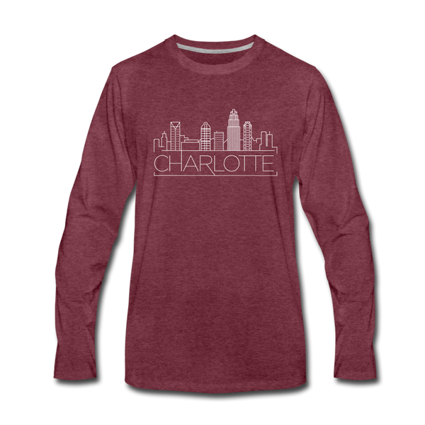 Charlotte, North Carolina Long Sleeve T-Shirt - Skylines Unisex Charlotte Long Sleeve Shirt - heather burgundy