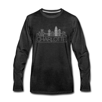 Charlotte, North Carolina Long Sleeve T-Shirt - Skylines Unisex Charlotte Long Sleeve Shirt - charcoal gray