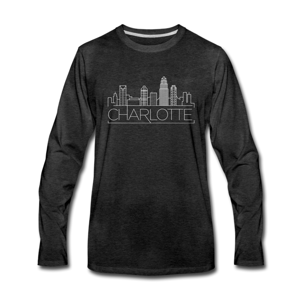 Charlotte, North Carolina Long Sleeve T-Shirt - Skylines Unisex Charlotte Long Sleeve Shirt - charcoal gray